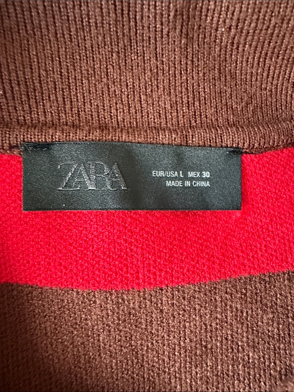 Zara Women's Red and Brown Striped V-Neck Sweater - Picture 4 of 7